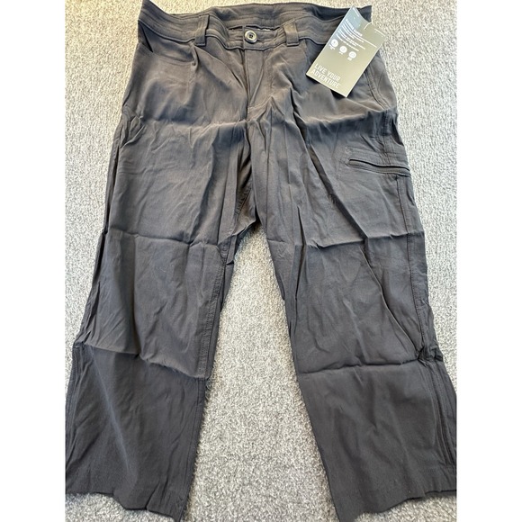 Eddie Bauer Pants Womens 8 Black Rainer Capris UPF 50 StormRepel Hiking Wide Leg - Picture 1 of 13